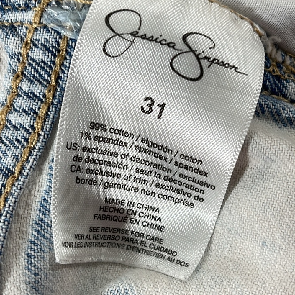 JESSICA SIMPSON Flirt Straight Boot Distressed Denim Jeans Size 31 - Picture 11 of 12
